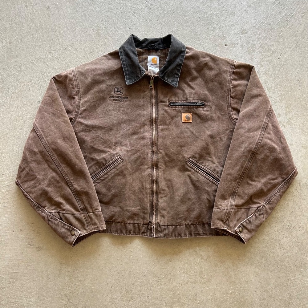 Vintage Carhartt Detroit Jacket Size XXL Brown Blanket Lined Duck Canvas J97 CHT